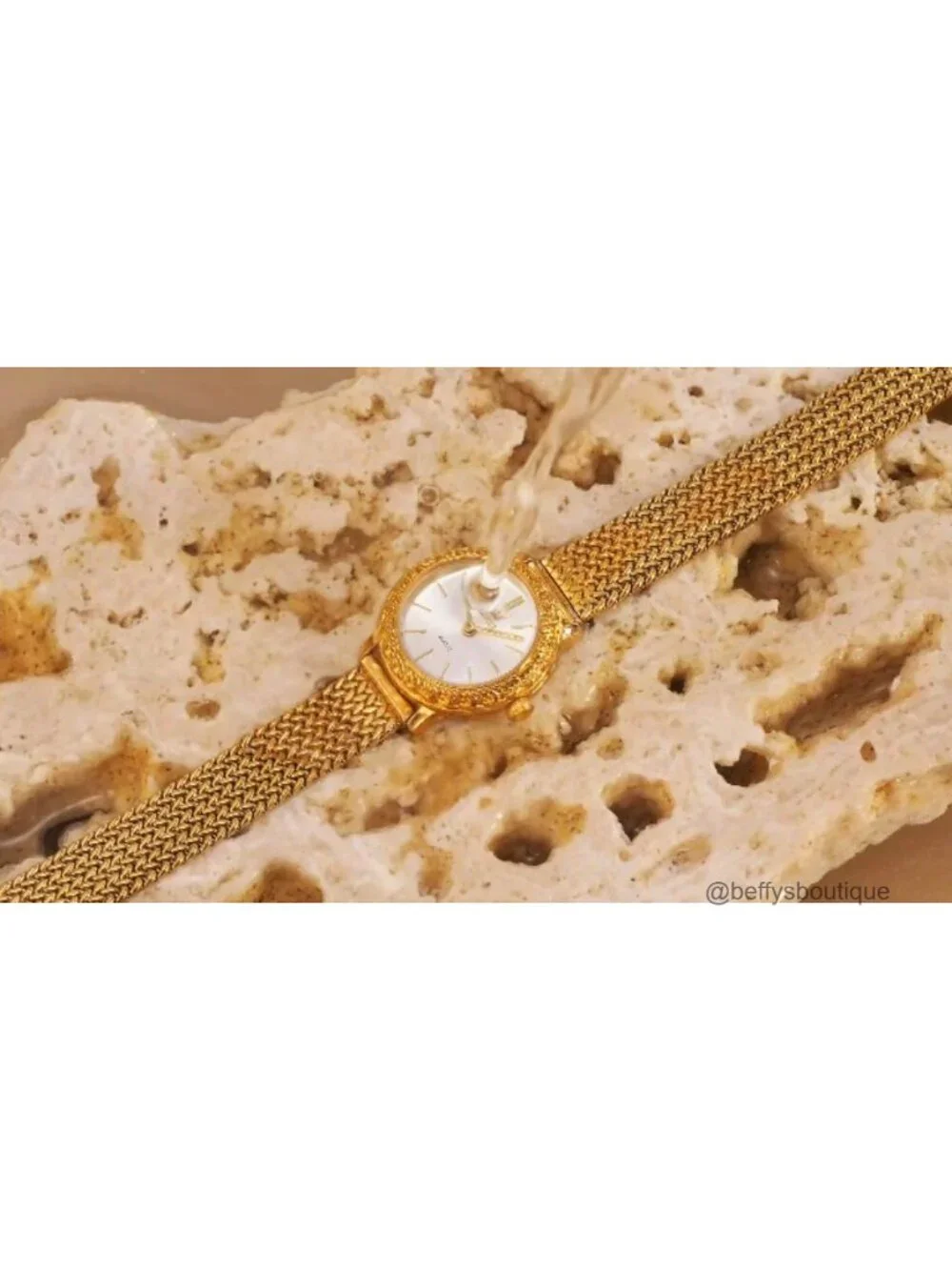 Women's Diamond Fashion Dress Watch with Date Gold Stainless Steel Bracelet